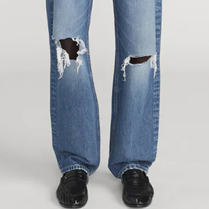 Jeans déchirés au design moderne, coupe slim, tissu extensible doux, couleur unie, service OEM pour les acheteurs en gros. - Product Image 4