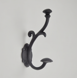 Vintage <b>Black</b> Metal Wall <b>Hook</b> Single Coat Hanger Rust Resistant Design For Clothing Storage Solutions Elegant Home Decor - Product Image 1