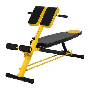Panca per Iperestensione Regolabile in Acciaio con Supporti per Gambe in Schiuma Gialla - Sicura e Pieghevole - Product Image 1