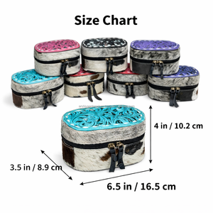 Wholesale Designer <b>Tooled</b> Cowhide Fur Leather Mini Jewelry <b>Box</b> High Quality Real Genuine Leather Portable Travel Organizer Case - Product Image 2