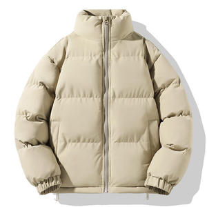 Unisex <b>White</b> Puffer <b>Jacket</b> With Stand-Up Collar Zipper Closure Windproof Synthetic Fill Adult Size - Product Image 3