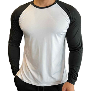 Camiseta de Compresión de Manga Larga para Hombre, Cuello Redondo, Contraste Blanco y Azul, Secado Rápido, Poliéster, para Fitness, Gimnasio y Entrenamiento - Product Image 3