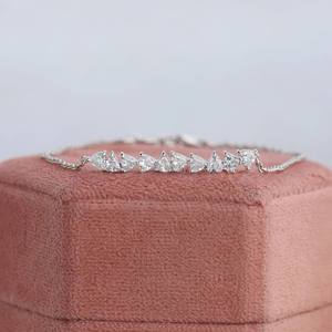 Bracelet tendance en or massif 10K 14K 18K avec diamant de laboratoire taille trillion et diamant naturel, bijoux fins en véritable diamant pour femme - Product Image 2