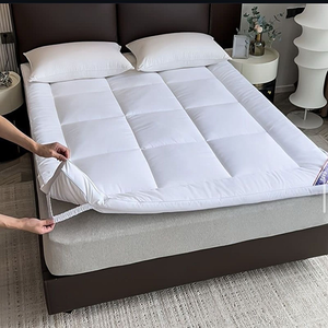 Surmatelas matelassé rafraîchissant en microfibre blanc uni, 400 fils, lavable en machine, toutes saisons, pour la maison et l'hôtellerie, hauteur 3-4 pouces - Product Image 6
