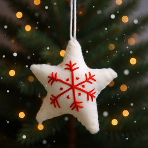 Étoile blanche de Noël en feutre de laine de qualité supérieure - Product Image 3