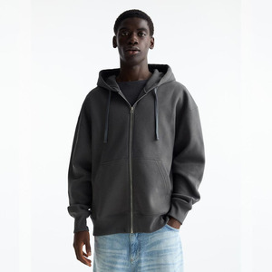 Wholesale Cheap Oversized Custom Logo Blank Heavyweight Thick 100% Cotton Hoodies Custom Zip <b>up</b> Stylish Terry Hoodies Men - Product Image 1
