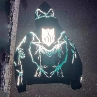 Sudadera con Capucha Extra Grande Personalizada de Felpa Francesa Tejida, 100% Algodón Ecológico, Transpirable, de Secado Rápido, para Hombre, con Diseño Reflectante