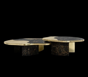 Premium design nesting <b>coffee</b> <b>table</b> <b>set</b> functions beautifully as an organic shaped black and gold <b>marble</b> <b>coffee</b> <b>table</b> - Product Image 1