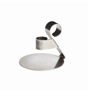 Rose Gold Metal <b>Taper</b> <b>Candle</b> <b>Holder</b> Featuring A Unique Loop Handle And Round Base For Modern Minimalist Tabletop Decoration - Product Image 2