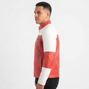Blouson Bomber en Cuir PU pour Homme, Col Montant, Fermeture Éclair, Blousons Moto en Cuir pour Homme, Patchs Brodés Personnalisés, Blouson en Cuir pour Homme - Product Image 4
