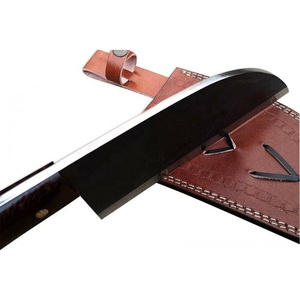 Couteau de cuisine industriel en acier Damas traditionnel, style Viking, avec manche en bois, étui en cuir, lame de 12 pouces, finition mate - Product Image 3