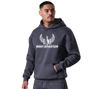 Ensemble de survêtement décontracté gris anthracite pour homme avec capuche, sweat à capuche et pantalon de jogging, idéal pour le sport, la gym, les sports d'hiver et le streetwear - Product Image 3