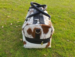 Bolsa de Viaje de Cuero Genuino con Pelo, con Cierre de Cremallera, Bolsa de Fin de Semana Grande LHODB-0136B - Product Image 5