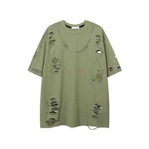 T-shirt Homme 2026 Nouvelle Collection – Col Montant, Manches Courtes, Coupe Boxy, Épaules Tombantes, Effet Vieilli et Délavé à l'Acide - Product Image 2