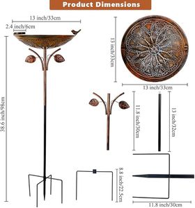 Bain d'oiseaux en métal écologique pour la décoration extérieure de pelouse et de patio, et pour le confort quotidien des petits oiseaux en buvant de l'eau. - Product Image 2
