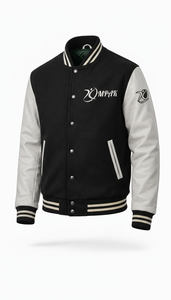 Chaqueta Varsity de Invierno Estilo Americano con Mangas de Cuero, Parches Bordados, Logotipo Frontal y Capucha, Unisex - Product Image 5
