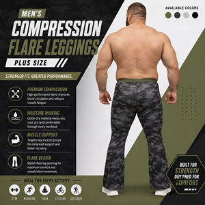 Camo Print Plus Size Flare Pants Men Gym <b>Trainer</b> Compression Pant Elastic Waist Yoga Exercise Flare Leggings Men Flare Legging - Product Image 2