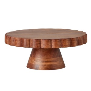 Support à gâteau en bois fait main, forme ronde de fleur, finition naturelle, décoration élégante - Product Image 3