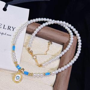 Collar de Perlas de Agua Dulce Turquesa de Alta Gama Estilo Francés para Mujer, Cadena de Clavícula de Lujo, Estilo Nicho de Lujo Ligero - Product Image 6