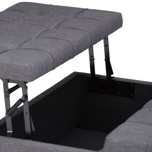 Tavolino da Caffè Harrison Grigio Ardesia con Contenitore, Sgabelli e Pouf Eleganti - Product Image 2