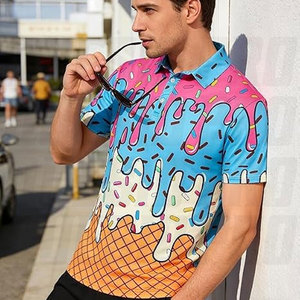 เสื้อโปโลคุณภาพสูงสั่งทำได้ ขายส่ง เสื้อโปโลลำลองพิมพ์ลายไอศกรีม เสื้อยืดโปโลปักโลโก้ตามสั่ง เสื้อกอล์ฟเปล่าสำหรับผู้ชาย - Product Image 6