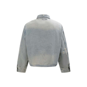 BASRA SPORTS Veste en jean bleu clair pour homme, style vintage décontracté, boutonnée, en coton, manches longues, coupe ample, pour l'hiver, personnalisable OEM ODM - Product Image 4