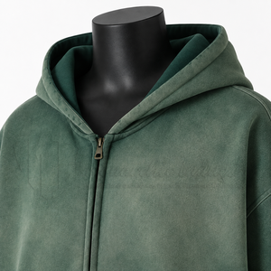 Sudadera con Capucha Oversize Unisex Verde de Algodón Lavado Estilo Francés, Informal, Urbana, de Felpa, Ajuste Regular, para Otoño - Product Image 6