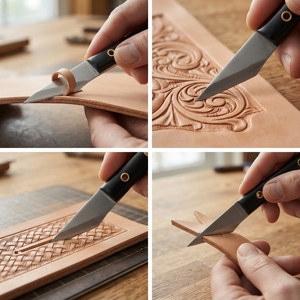 Cuchillo de Cuero Artesanal de Acero al Carbono para Tallado y Rebajado con Mango de Resina Negra, Herramienta para Trabajos en Cuero, Venta al por Mayor, Fabricante y Proveedor - Product Image 5