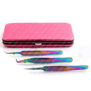 <b>Professional</b> Quality Stainless Steel Eyelash Extension Tweezers Magnetic <b>Case</b> Packing Rust Resistant Anti-Static Beauty Manicure - Product Image 3