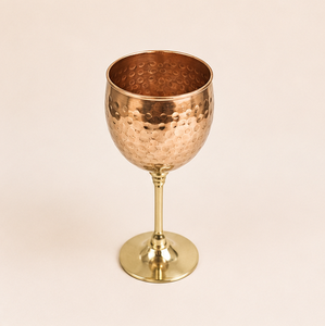 Handcrafted Embossed Pure Copper <b>Goblet</b> With Elegant Brass Stem Vintage Style <b>Wine</b> Glass For Weddings Luxury Barware And Home - Product Image 1