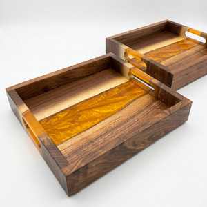Plateau de service décoratif en bois et résine époxy, fait main, durable, écologique, minimaliste, pour table basse, vente en gros, personnalisé OEM ODM - Product Image 3