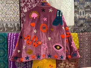 Jaif Textiles Unique Velvet Floral Embroidered Eco-Friendly Quilted <b>Reversible</b> Breathable Quick Dry Cotton Women's <b>Jacket</b> - Product Image 2