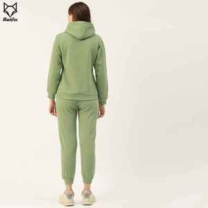 Survêtement à capuche vert pour femme BlackFox, couleur unie, coton, décontracté, coupe classique, pour l'automne - Product Image 1