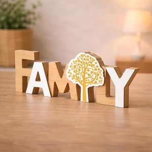 Bamboo Eco-Friendly Family Letter <b>Table</b> Decor <b>Wall</b> <b>Mount</b> Asian Zen Design Round Shape Home Office Shelf Display Ornament - Product Image 4