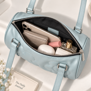 Sac à bandoulière pour femme en cuir PU bleu clair, fermeture à glissière, design brodé, doublure en polyester - Sac à main pour usage quotidien - Product Image 1