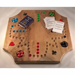 Custom Deluxe Wooden Jackaroo Board Game Set with Marbles <b>Playing</b> <b>Cards</b> Family Party Strategy <b>Card</b> Board Game Wholesale Jackaroo - Product Image 1