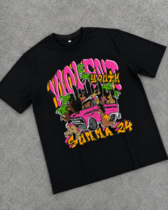 Camiseta Gráfica Extra Grande Personalizada para Hombre, 100% Algodón, Estilo Urbano, Estampado Puff, Vintage, Lavada, Hip Hop, Verano, Casual, OEM - Product Image 2