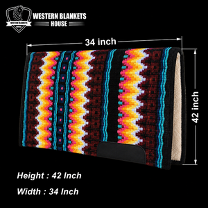 Sous-selle Western Blankets House Style Classique 42x34 pouces, doublure en polaire de laine, rembourrage en polyester, protection antichoc pour cheval - Product Image 2
