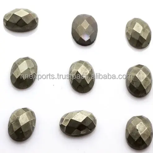Superb Quality 6x8mm Natural Pyrite Rose Cut Oval Flatback Cabochon Loose Healing Gemstones From Indian Manufacturer Supplier