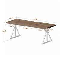 Bureau d'ordinateur en bois rustique avec prises électriques, structure métallique robuste en forme de X, grand bureau pour le bureau à domicile et les jeux