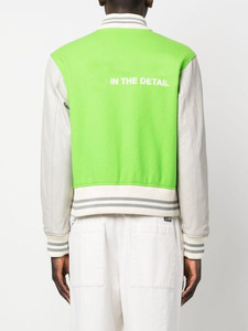 Veste de baseball verte pour homme avec broderie lettre L, coupe classique, col rabattu - Product Image 3