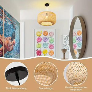 Bamboo Oval Pendant <b>Light</b> for Home Ceiling Decoration <b>Dining</b> Room Restaurant and Cafe - Product Image 4