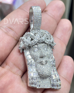 Pendentif Tête de Jésus style Hip Hop, entièrement serti de diamants, en argent 925, micro-pavé, en moissanite, pendentif religieux - Product Image 2
