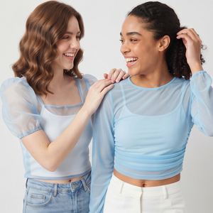 Casual Transparent Lightweight <b>See</b> <b>Through</b> <b>Tops</b> Long Sleeve Sheer Mesh <b>Crop</b> <b>Top</b> 100% Polyester Sexy Transparent <b>Crop</b> <b>Tops</b> - Product Image 5
