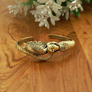 กำไลข้อมือรูปนางเงือกทองเหลือง, กำไลแฟนตาซีรูปนางเงือก, เครื่องประดับสไตล์ทะเล, กำไลข้อมือแบบเปิดสีทองโบราณ - Product Image 2