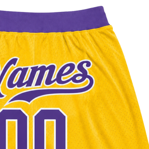 <b>Men</b> <b>Yellow</b> Purple Sublimated Mesh Basketball <b>Shorts</b> Breathable Polyester Sportswear Team Game <b>Shorts</b> Competition Wear Clothing - Product Image 4