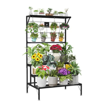 Support de plantes en métal chromé à 3 niveaux, barre suspendue robuste, support de pot de fleurs écologique pour intérieur, extérieur, balcon, jardin, haut