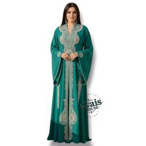 Wholesale AWAIS HOUSE Luxury 2-Piece <b>Set</b> Muslim Women <b>Modest</b> Simple Solid Chiffon Beaded Washable Kaftan Floor-Length A-Line - Product Image 5