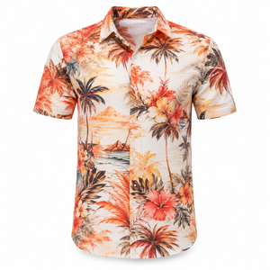 Men's Floral Hawaiian Beach <b>Shirt</b> Half Sleeve Regular Collar Soft Casual Summer <b>Resort</b> Wear with Custom Logo and Private Label - Product Image 3