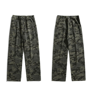 Jean baggy camouflage pour homme, pantalon en denim à jambe large, streetwear oversize, coupe ample, pantalon de skateboard, pantalon homme, pantalon femme - Product Image 1